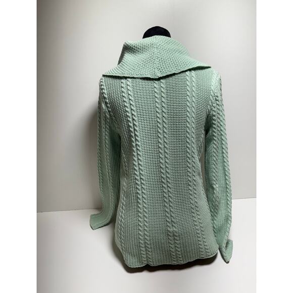 Cottage Corr Women’s Braided Cable Knit Teal Sweater Cowl Neck Sz Small - Picture 3 of 7
